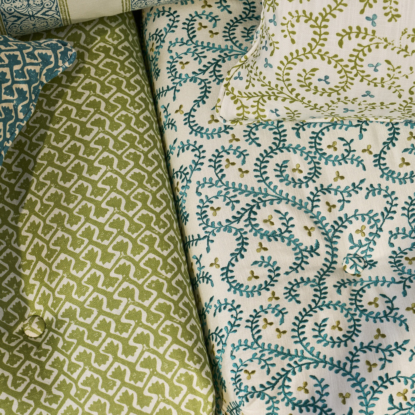 Clarke & Clarke Buta Embroidery Teal