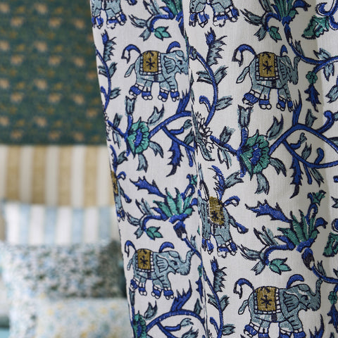 Clarke & Clarke Hathi Embroidery Cobalt