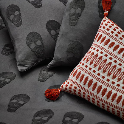 Riva Home Skulls Tufted 100% Cotton Duvet Cover Set Charcoal
