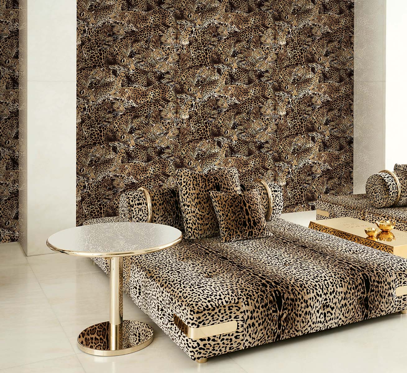 Today Interiors  – Dolce and Gabbana –  Leopardo Incognito – Grey/Ivory - Wallpaper Whole Roll