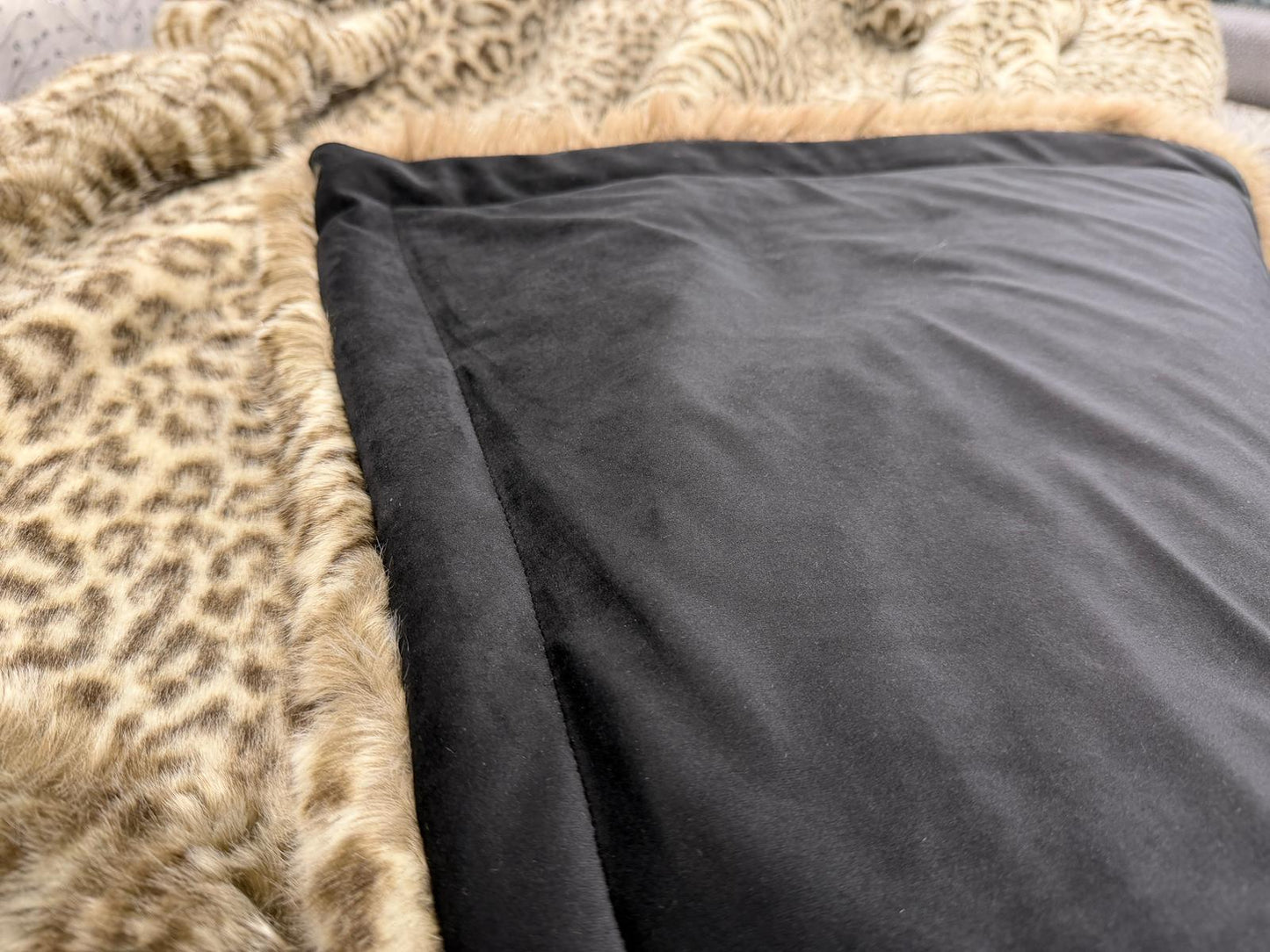 Zinc Snow Leopard Faux Fur Throw