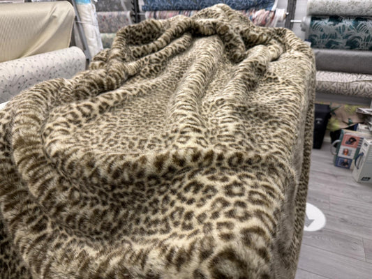 Zinc Snow Leopard Faux Fur Throw