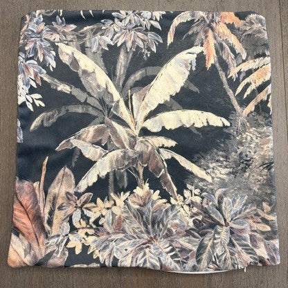 5x Tropical Charcoal cushion covers 40cmx40cm