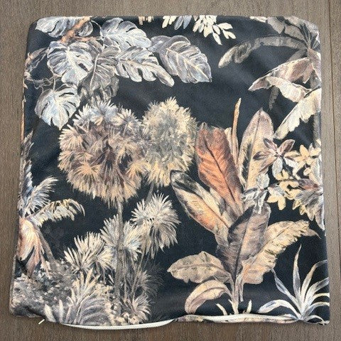 5x Tropical Charcoal cushion covers 40cmx40cm