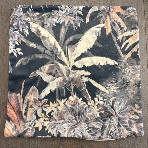 5x Tropical Charcoal cushion covers 40cmx40cm