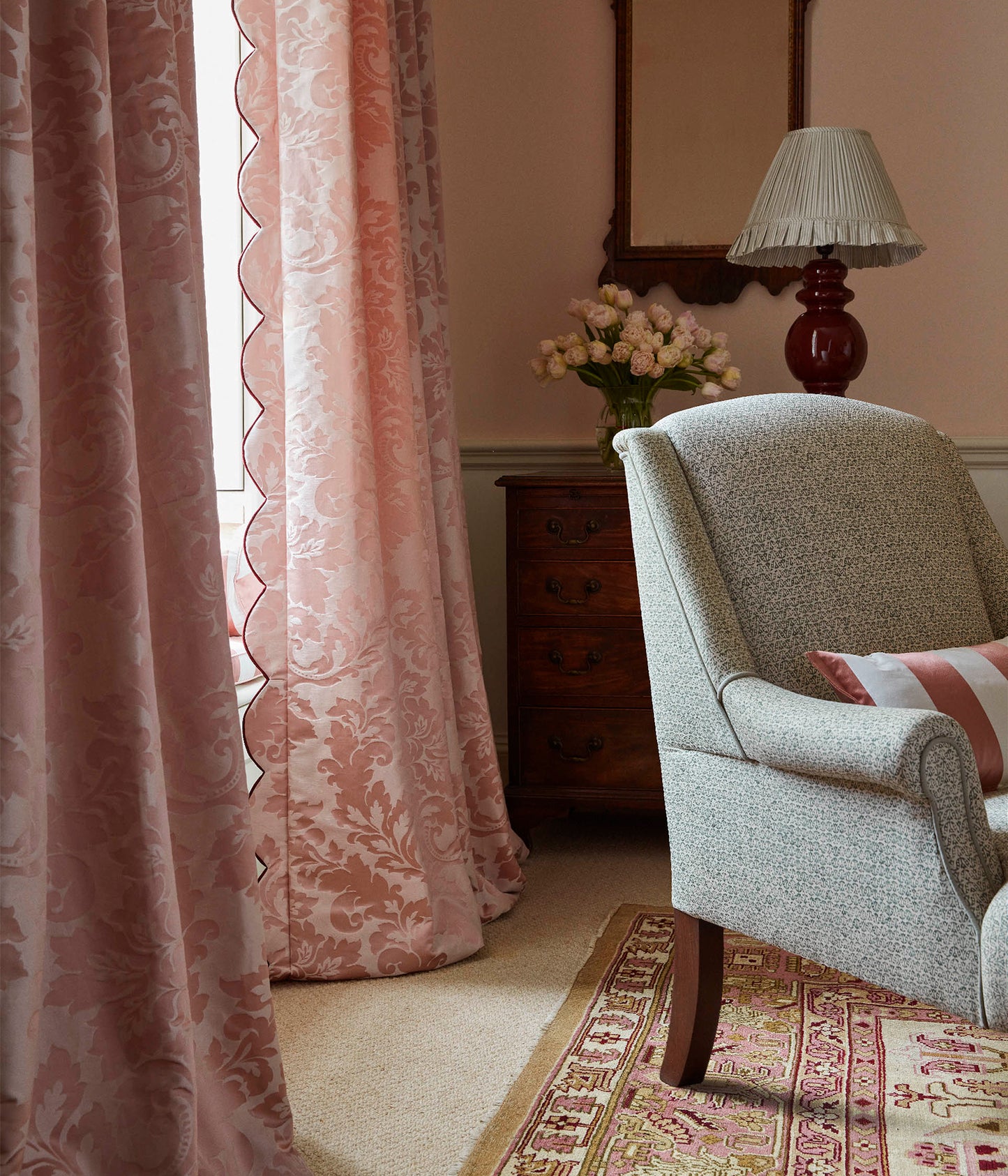 James Hare Rococo Damask Fawn Pink