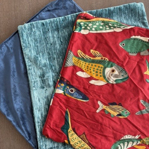 3x Mixture of Fish Design cushion covers 48cmx48cm