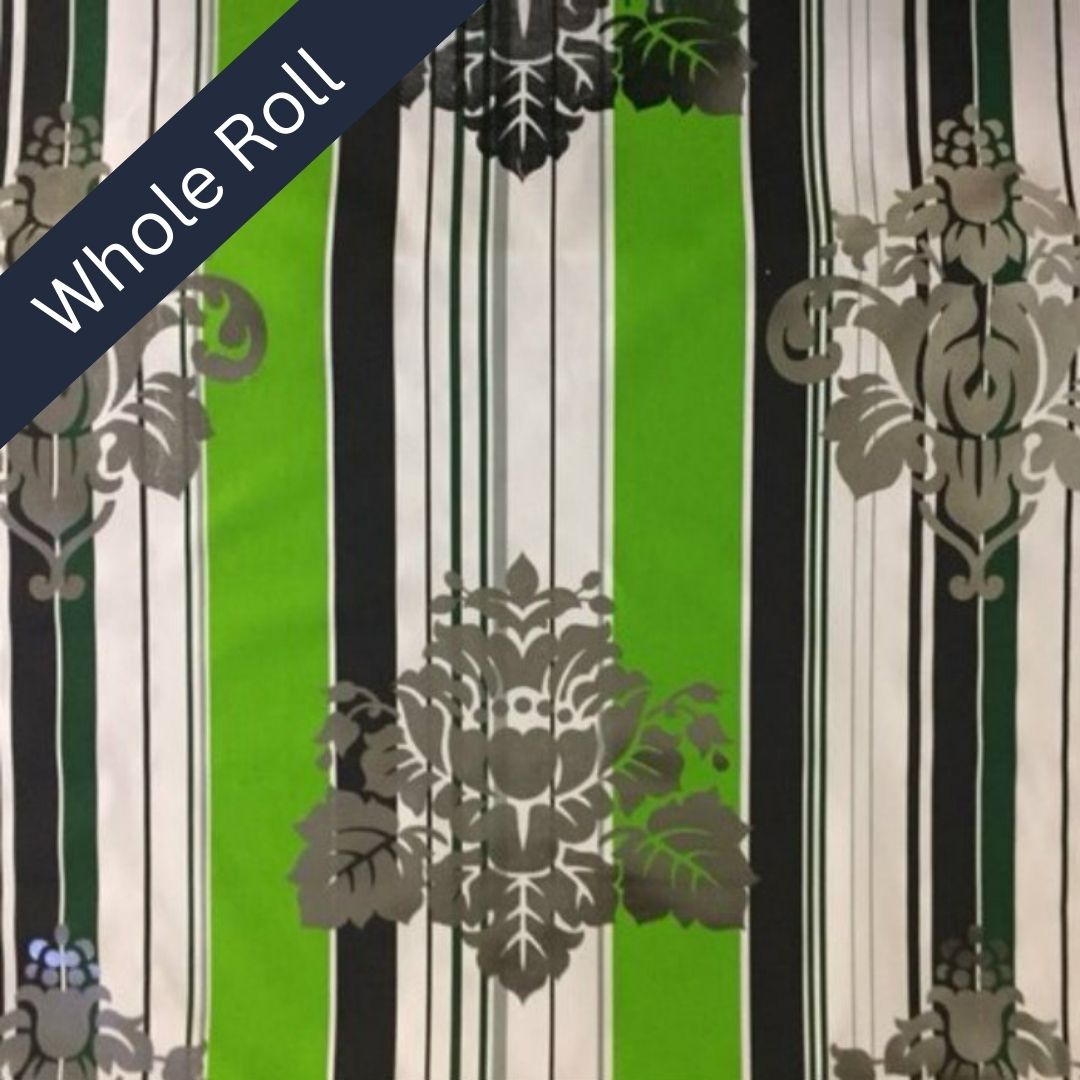 NoNo Green Stripe Damask - Whole Roll 29m