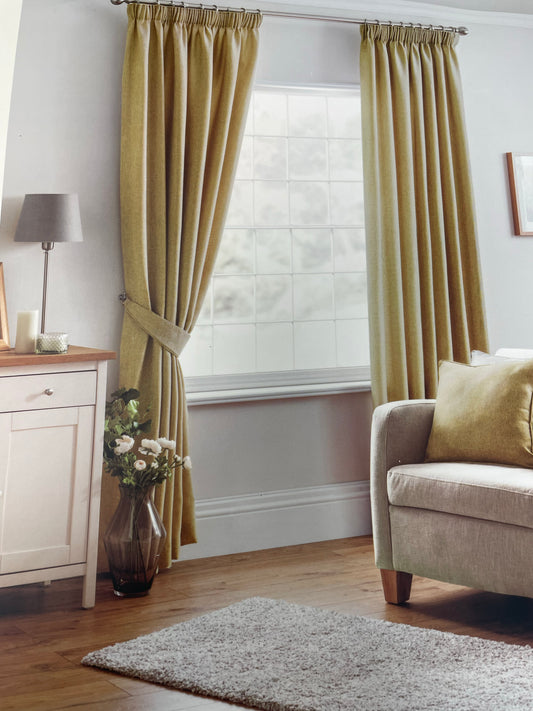 Belfield Design Studio Versailles Ochre Pencil Pleat Curtains Ready Made