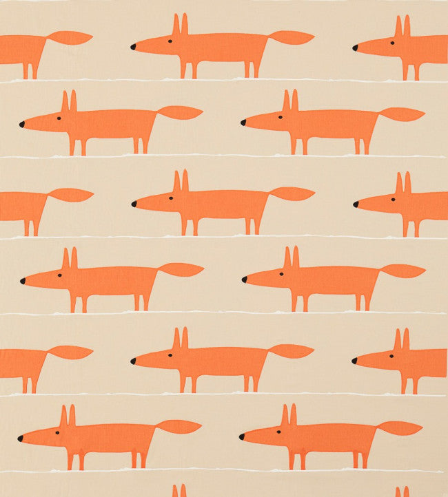 Scion Mr Fox Applique Tangerine / Linen