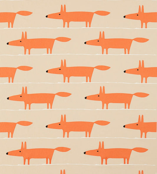 Scion Mr Fox Applique Tangerine / Linen
