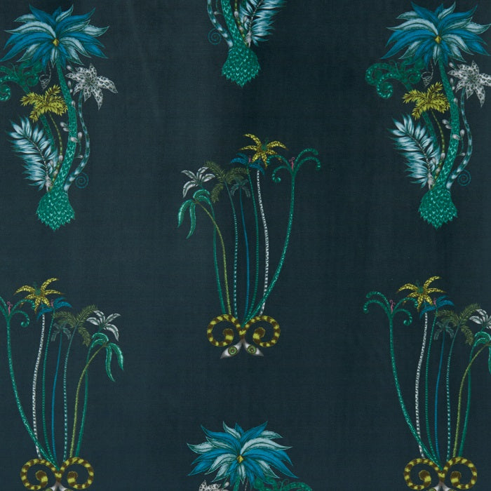 Clarke and Clarke Emma J Shipley Jungle Palms Navy Velvet