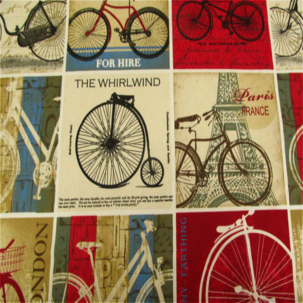 Ashley Wilde Cyclist Vintage Cotton Curtain Fabric Red