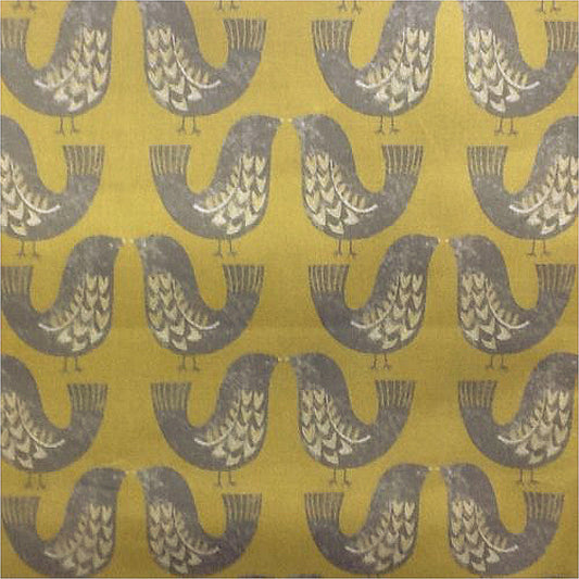 iLiv Scandinavian Birds Curtain Fabric Mustard