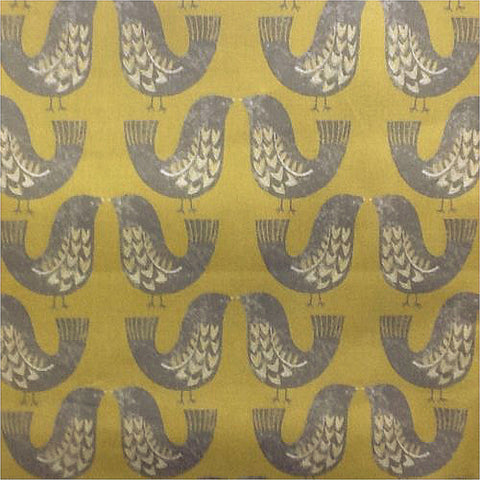 iLiv Scandinavian Birds Curtain Fabric Mustard