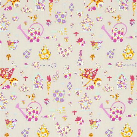 Allotment Curtain Fabric Pink