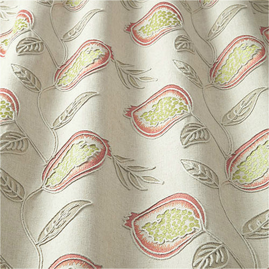 Iliv Fiori Embroidered Linen Paprika Curtain Fabric