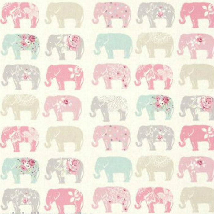 Clarke & Clarke Elephants Curtain Fabric Pastel