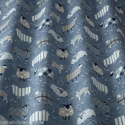 iLiv Baa Baa Designer Curtain Fabric Denim