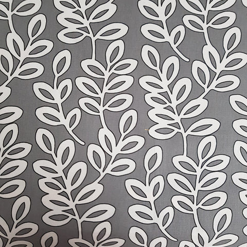 Scandinavian Leaves Curtain Fabric Charcoal