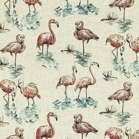 Clarke & Clarke Florida Flamingo's Linen Curtain Fabric