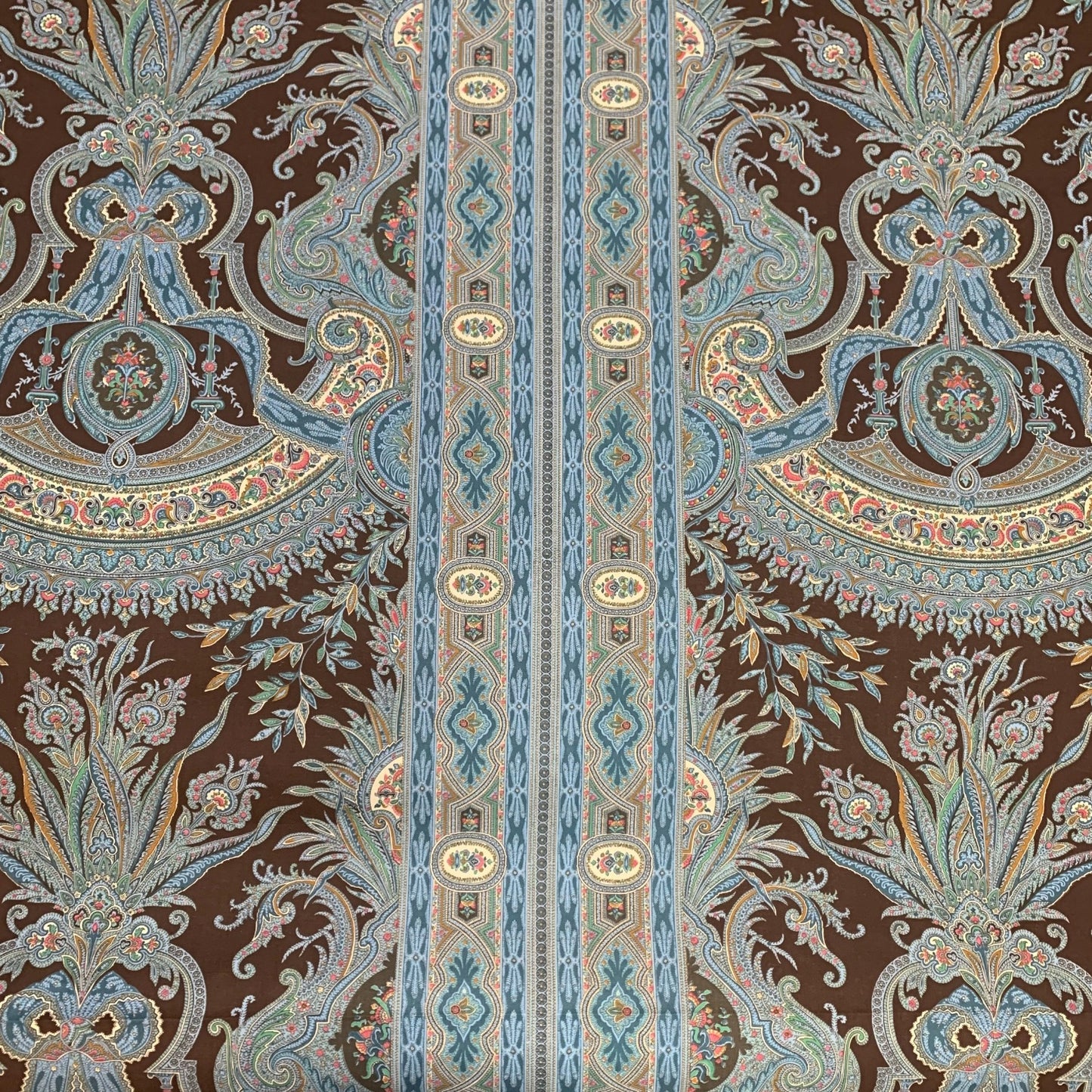 Warner Paisley and Palampores Chocolate/Teal Designer Fabric