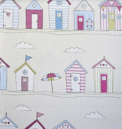 Fryetts Beach Huts Curtain Fabric Pink