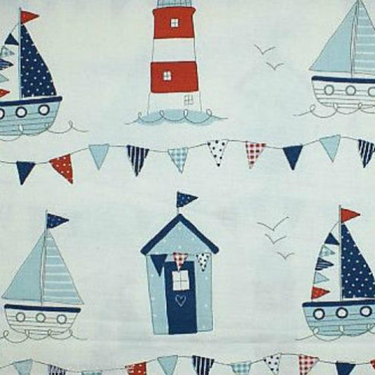 Fryetts Maritime Curtain Fabric Blue