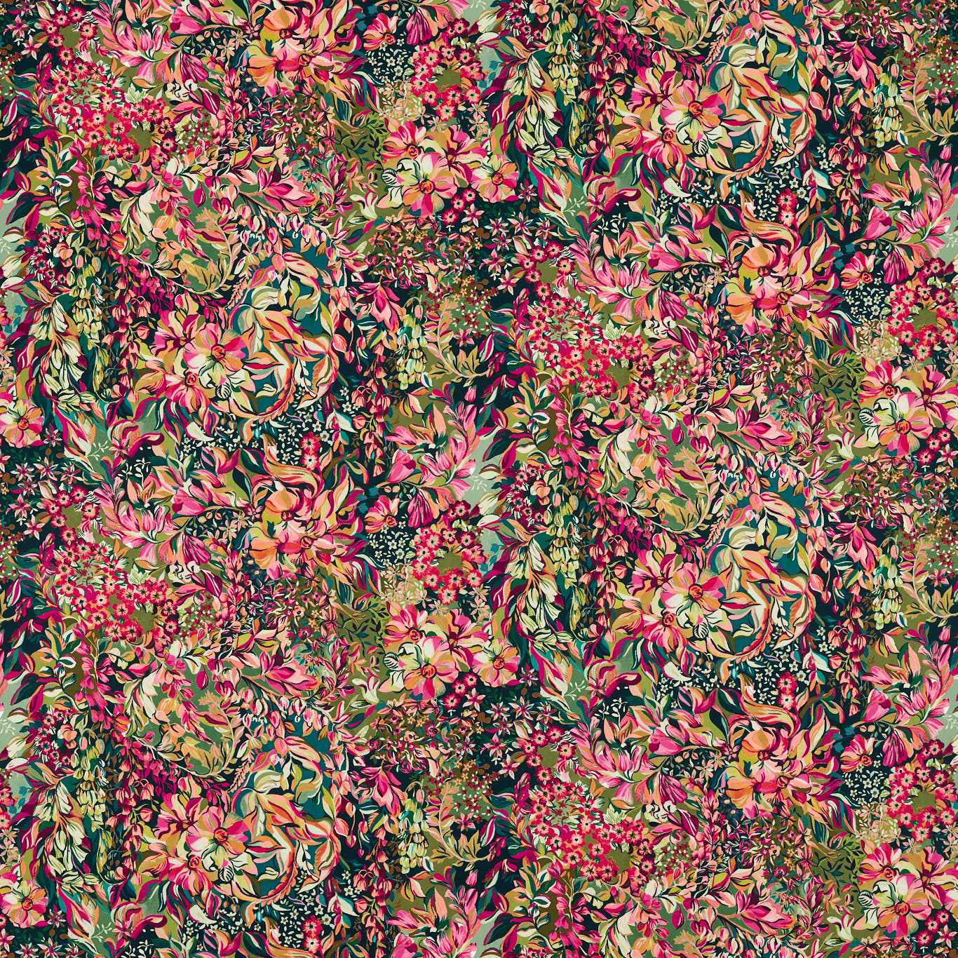 Clarke & Clarke Aubrey Forest/Raspberry Fire Retardant Velvet