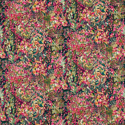 Clarke & Clarke Aubrey Forest/Raspberry Fire Retardant Velvet