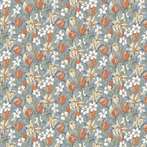 Laura Ashley Tulips Dusky Seaspray Blue